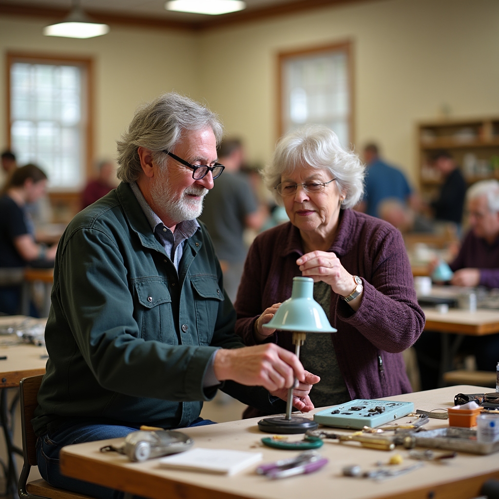 Repair Café Gemeinschaft, Menschen reparieren gemeinsam Gegenstände